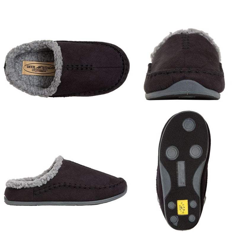 Deer Stags Kids' Lil Nordic Microsuede Slipper in Black / 7 Big Kid - Image 2